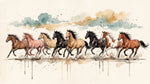 Galloping Ochre Horse Wallpaper - Brown Animal Wallpaper Peel and Stick 7 Horse Wall Mural - Design