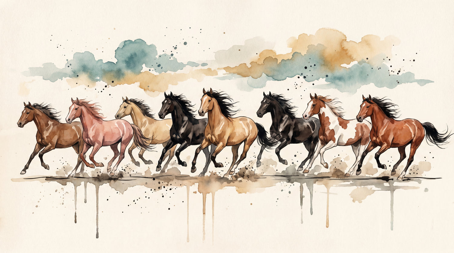 Galloping Ochre Horse Wallpaper - Brown Animal Wallpaper Peel and Stick 7 Horse Wall Mural - Design