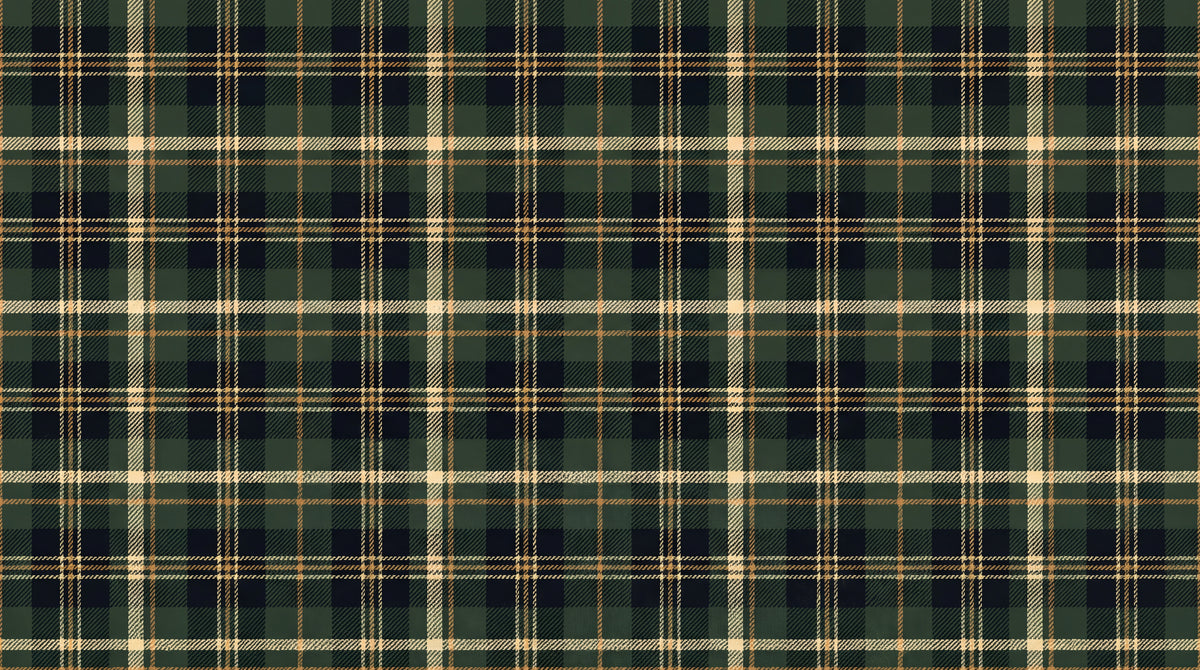 Gamekeeper Twill Green Wallpaper - Dark Green Vintage Gold Navy Plaid Peel and Stick - Design