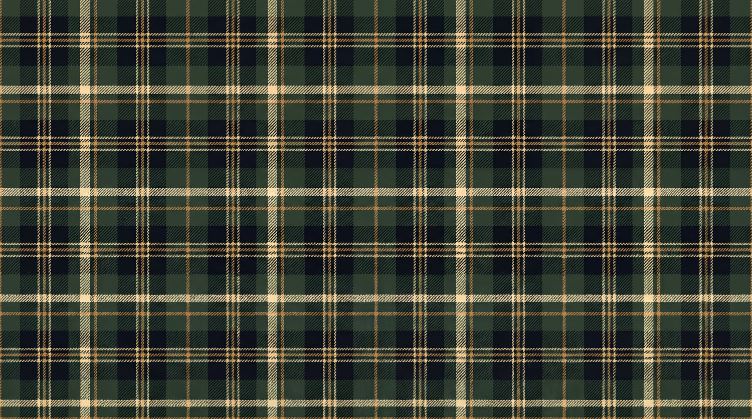 Gamekeeper Twill Green Wallpaper - Dark Green Vintage Gold Navy Plaid Peel and Stick - Design