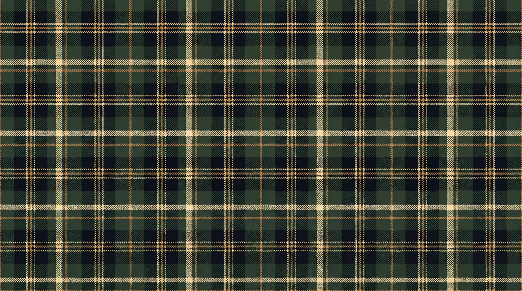 Gamekeeper Twill Green Wallpaper - Dark Green Vintage Gold Navy Plaid Peel and Stick - Design