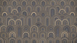 Gilded Arches - Gray Art Deco Wallpaper - Grey Geometric Gold Vintage Peel and Stick Wall Mural - Design