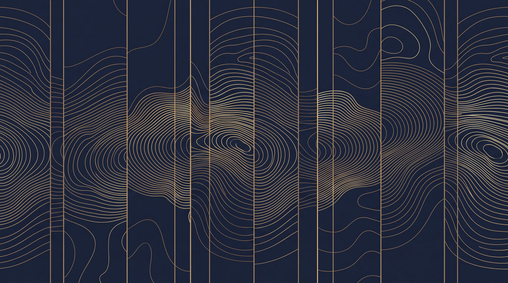 Gilded Contours - Blue Art Deco Wallpaper - Navy Abstract Geometric Minimalist Peel and Stick Wall Mural - Design
