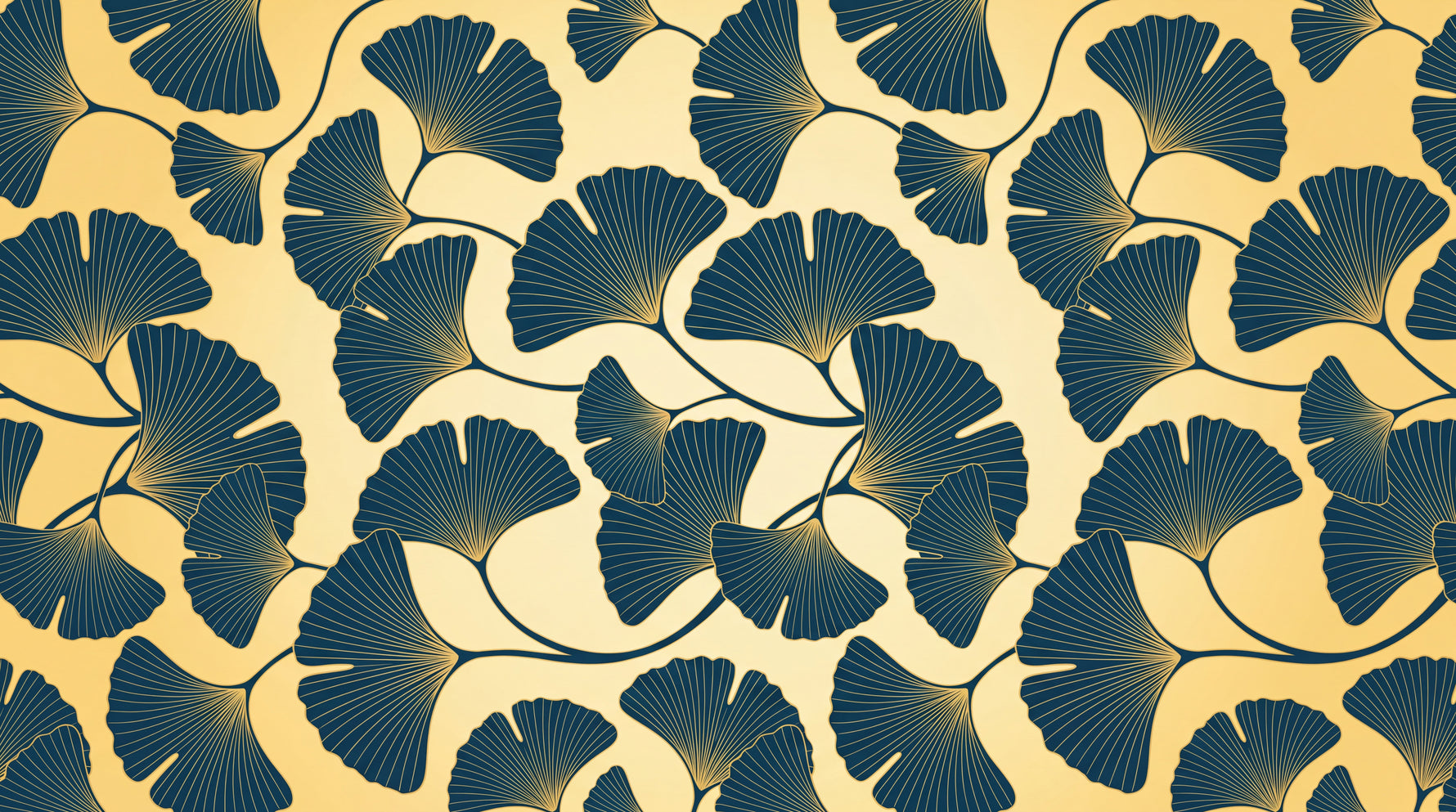Gilded Fanleaf Blue Navy Blue Wallpaper - Dark Floral Flower Peel and Stick Wall Mural - Design