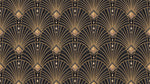 Gilded Fans - Black Art Deco Wallpaper - Black and Gold Geometric Vintage Peel and Stick Wall Mural - Design
