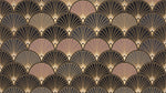 Gilded Fans - Dark Art Deco Wallpaper - Black and Gold Geometric Vintage Rose Peel and Stick Mural - Design