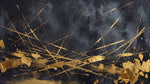 Gilded Fracture - Dark Abstract Wallpaper - Navy Blue Minimalist Wall Mural Peel and Stick - Design
