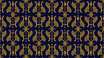 Gilded Ginkgo - Blue Art Deco Wallpaper, Navy Gold Damask Vintage Victorian Peel and Stick - Design