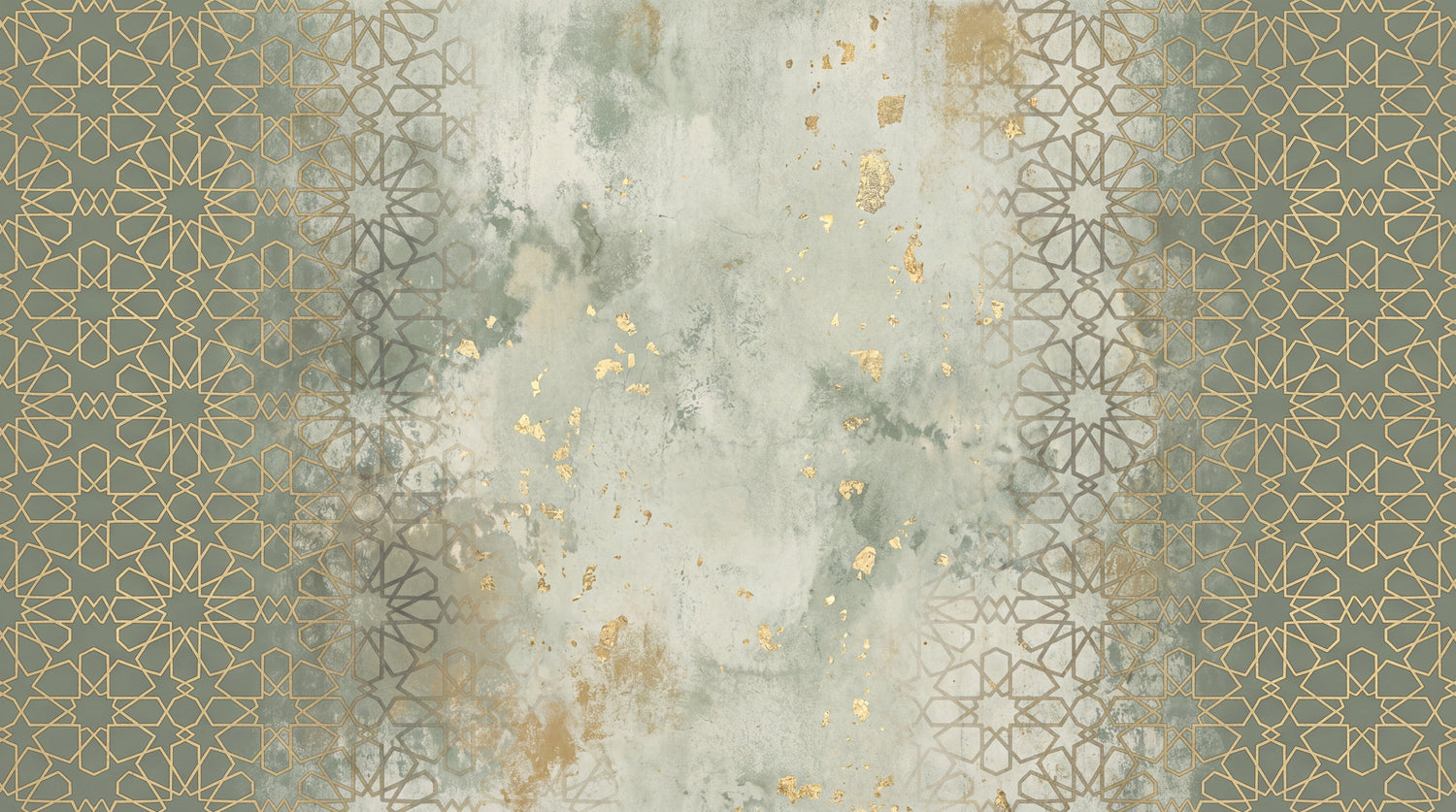 Gilded Mosaic - Green Geometric Wallpaper - Sage Vintage Abstract Damask Peel and Stick Mural - Design
