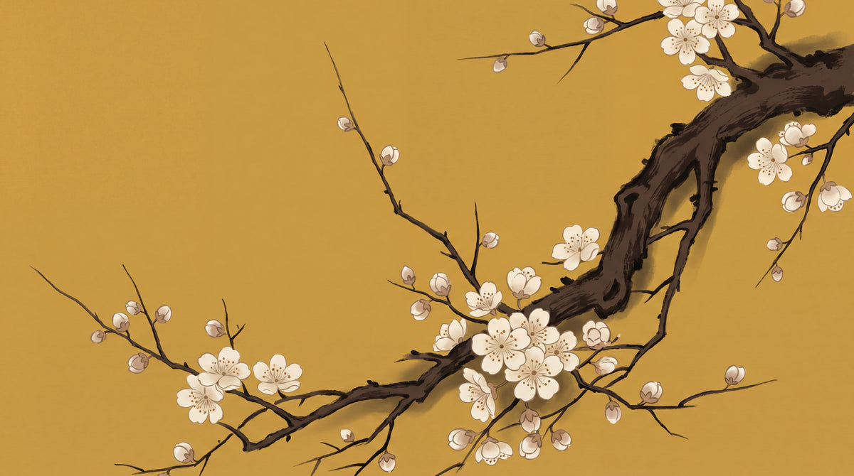 Golden Blossom - Yellow Cherry Blossom Wallpaper - Minimalist Floral Flower Aesthetic Peel and Stick Wall Mural - Design