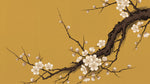 Golden Blossom - Yellow Cherry Blossom Wallpaper - Minimalist Floral Flower Aesthetic Peel and Stick Wall Mural - Design