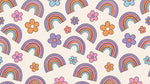 Groovy Bloomfield Pastel Kids Wallpaper for Nursery - Retro Boho Rainbow Peel and Stick Wall Mural - Design