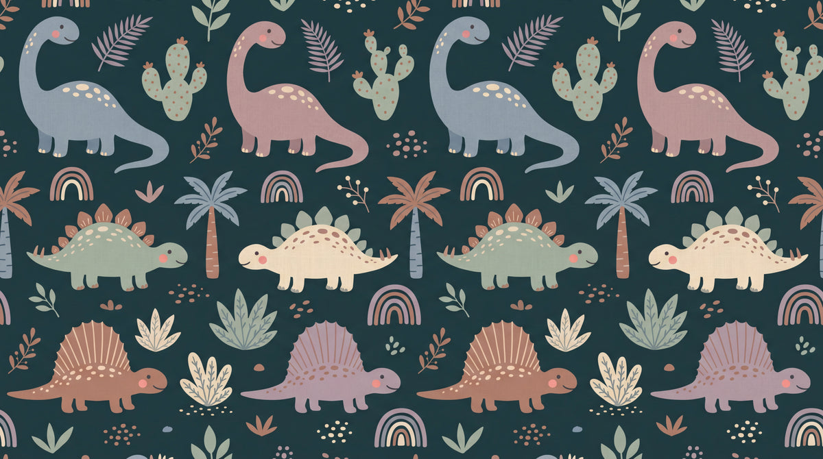 Hatchling Lagoon Dark Dinosaur Wallpaper for Kids - Tropical Nursery Wallpaper Peel and Stick - Design