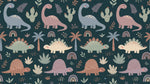 Hatchling Lagoon Dark Dinosaur Wallpaper for Kids - Tropical Nursery Wallpaper Peel and Stick - Design