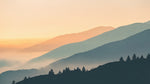 Hazy Horizon - Orange Mountain Wallpaper - Misty Landscape Scenery Peel and Stick Wall Mural - Design