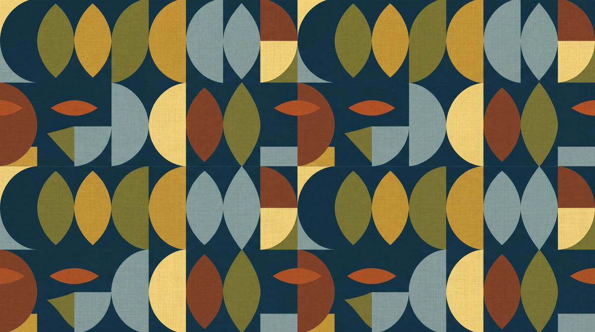 Hemisphere Almanac Blue Geometric Wallpaper - Retro Abstract Minimalist Peel and Stick Wall Mural - Design