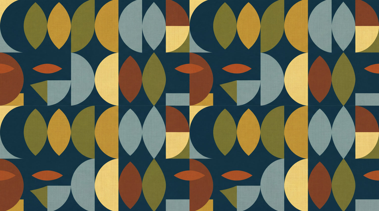 Hemisphere Almanac Blue Geometric Wallpaper - Retro Abstract Minimalist Peel and Stick Wall Mural - Design