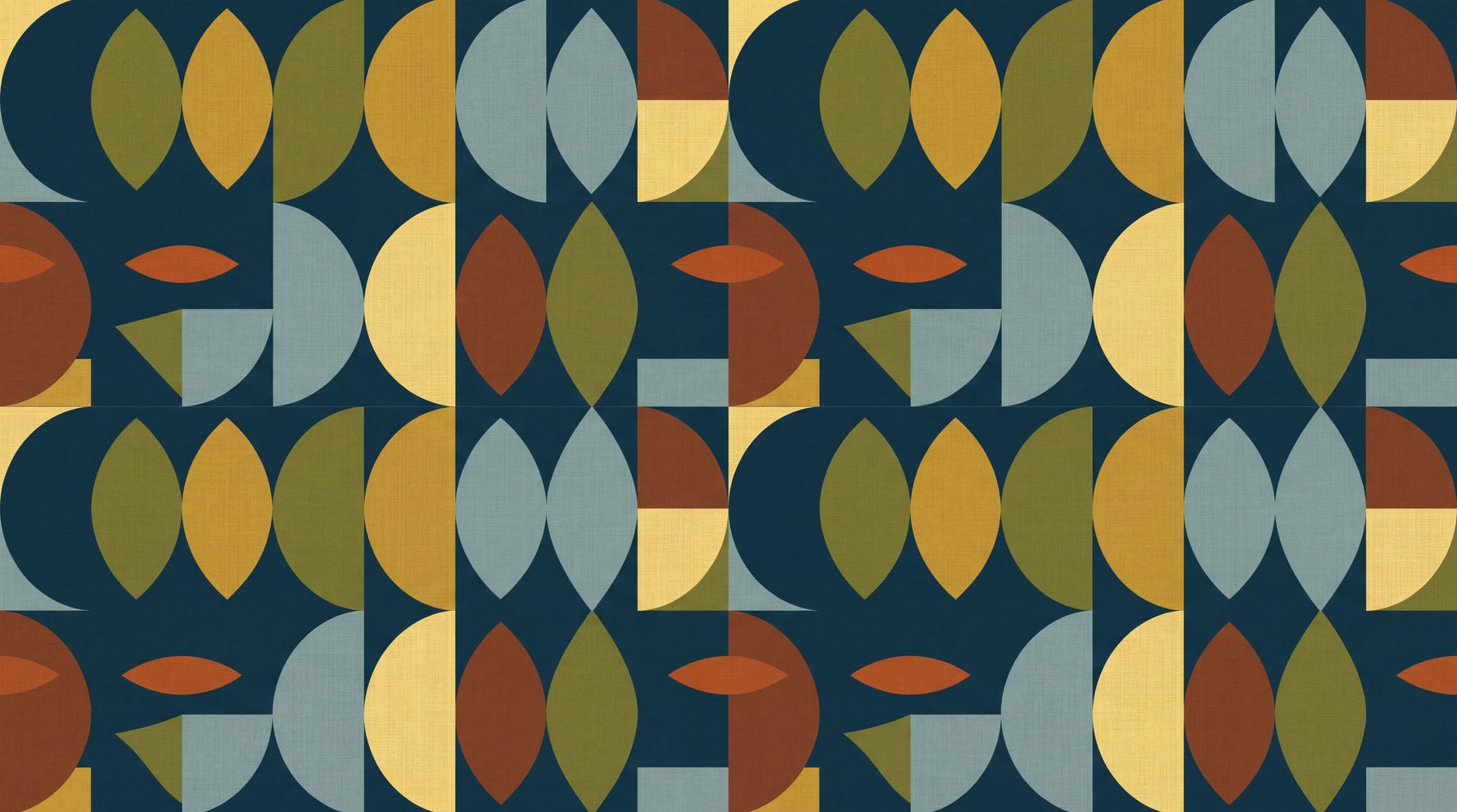 Hemisphere Almanac Blue Geometric Wallpaper - Retro Abstract Minimalist Peel and Stick Wall Mural - Design