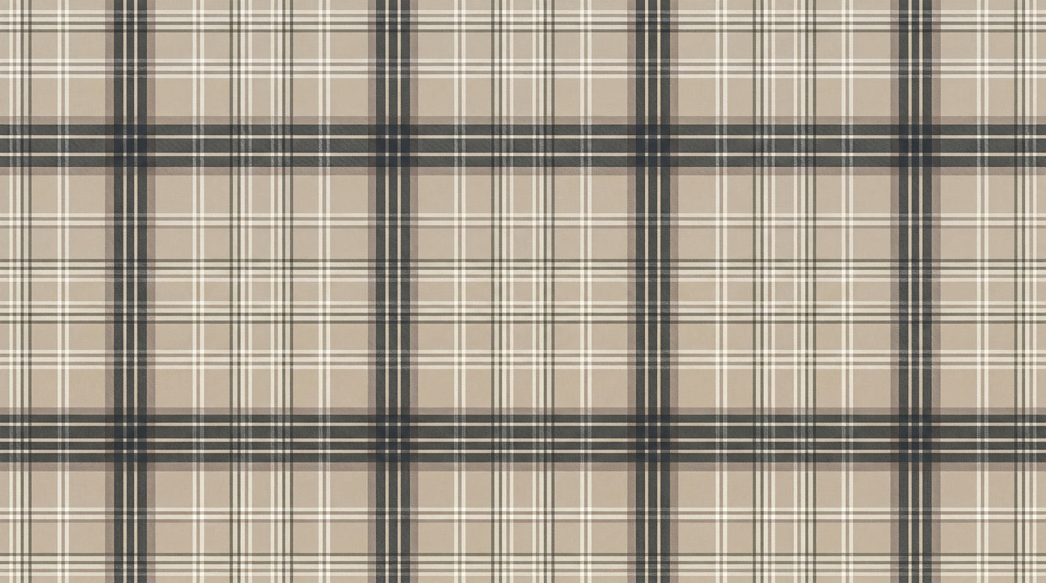 Heritage Tartan - Beige Vintage Wallpaper - Gray Plaid Cream Check Peel and Stick Mural - Design