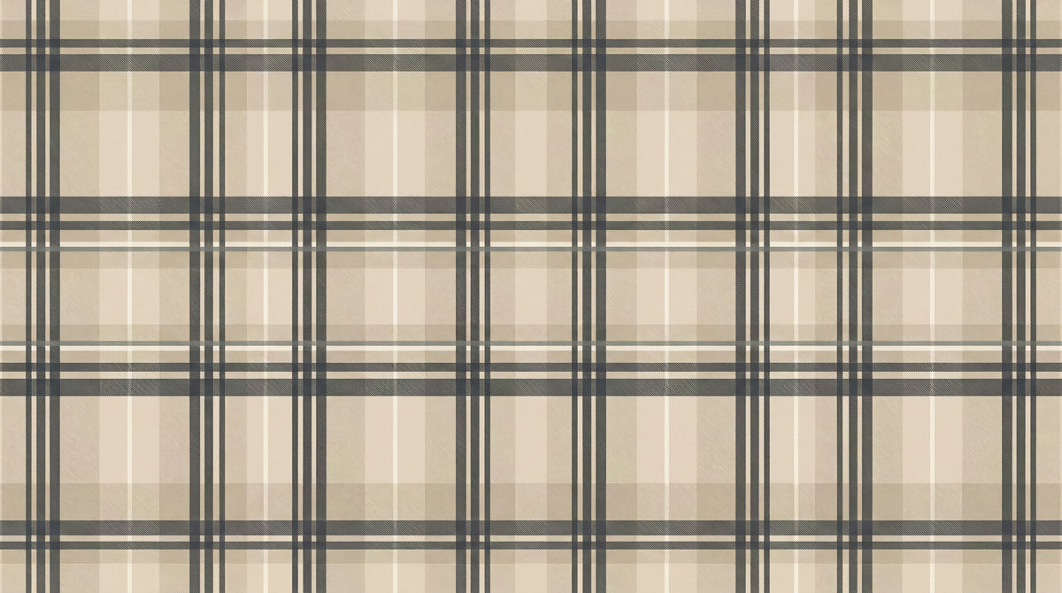 Heritage Weave - Beige Vintage Wallpaper Geometric Victorian Plaid Peel and Stick Wall Mural - Design