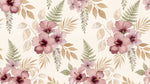 Hibiscus Tideglow Pink Flower Wallpaper - Light Pink Floral Vintage Aesthetic Peel and Stick Wall Mural - Design