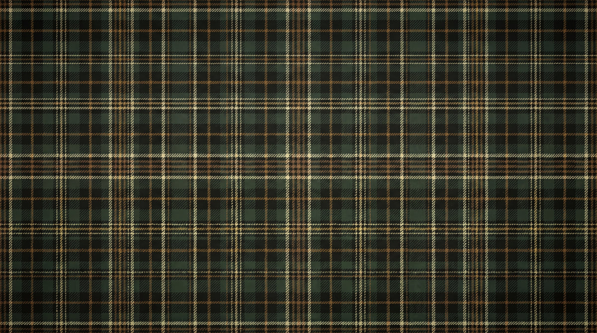 Highland Heritage - Green Vintage Wallpaper - Dark Green Brown Plaid Tartan Peel and Stick - Design