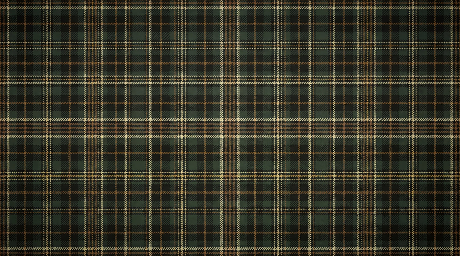Highland Heritage - Green Vintage Wallpaper - Dark Green Brown Plaid Tartan Peel and Stick - Design