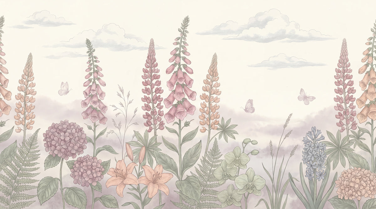 Hollow Chime Pastel Pink Flower Wallpaper - Light Pink Floral Wall Mural Peel and Stick - Design