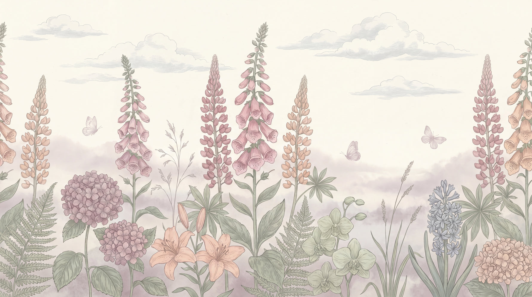 Hollow Chime Pastel Pink Flower Wallpaper - Light Pink Floral Wall Mural Peel and Stick - Design