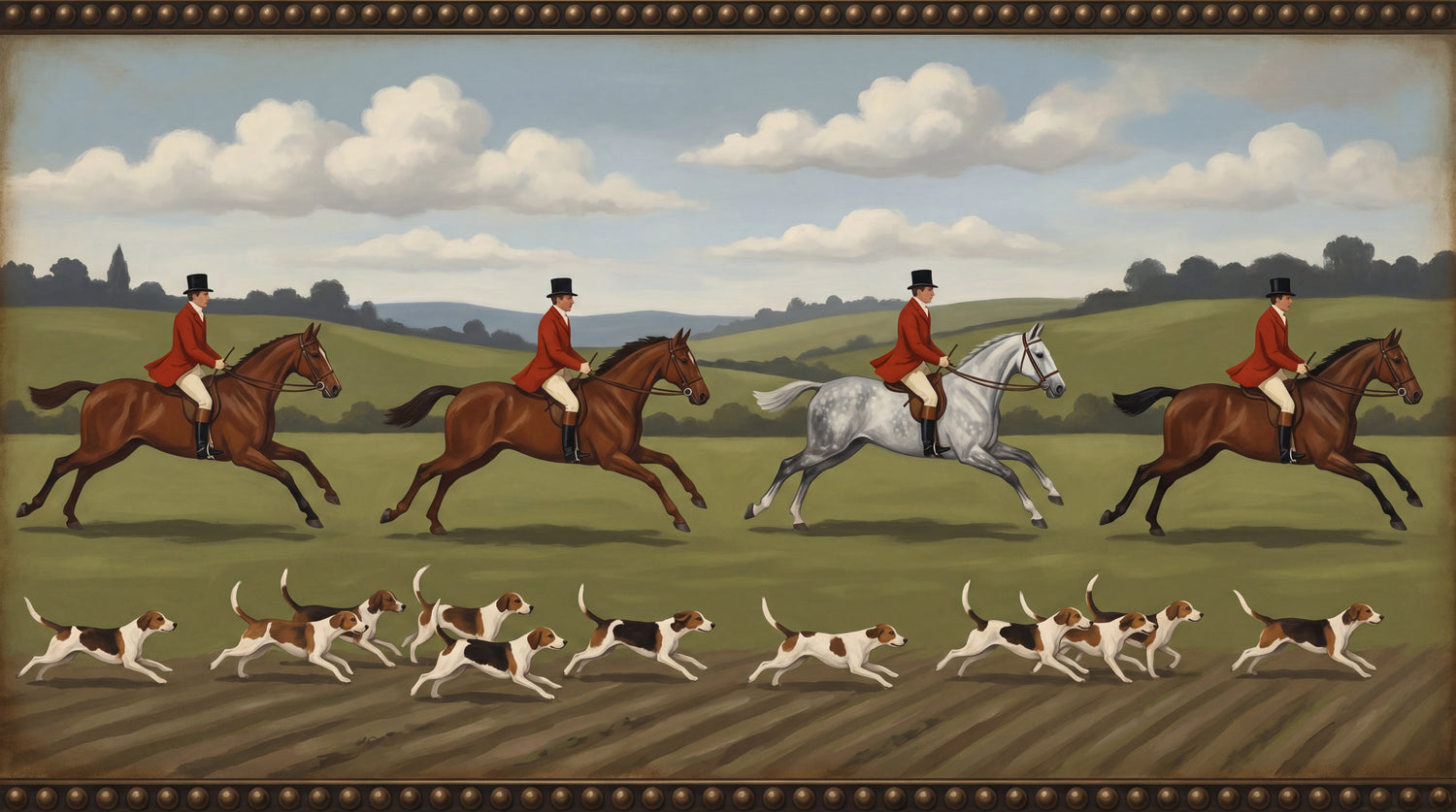 Hunt Pastoral Green Horse Wallpaper - Vintage Animal Wallpaper Victorian Peel and Stick Wall Mural - Design