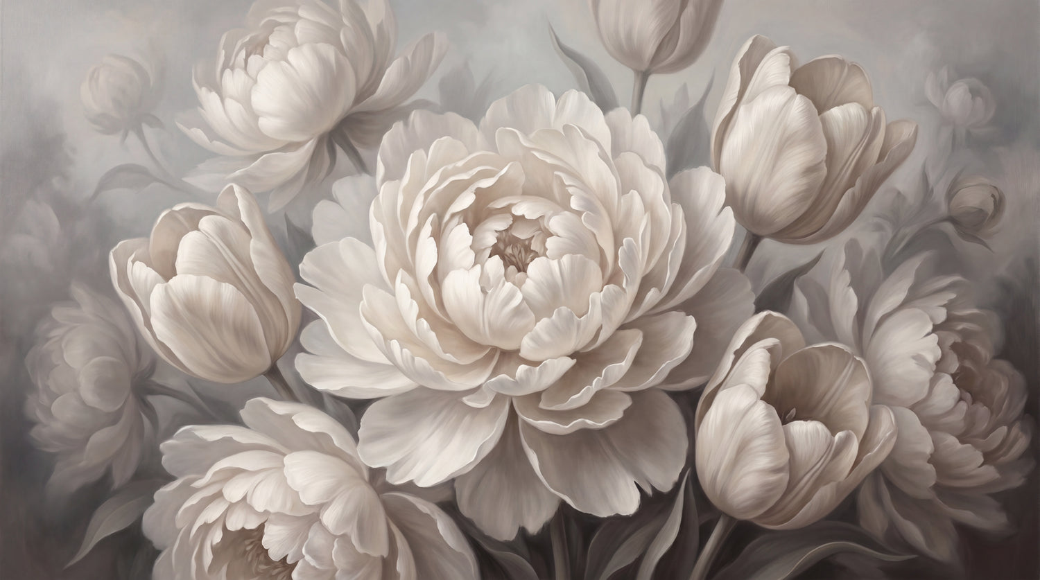 Hushed Atelier Beige Floral Wallpaper - Vintage Flower Wall Mural Botanical Aesthetic Peel and Stick - Design