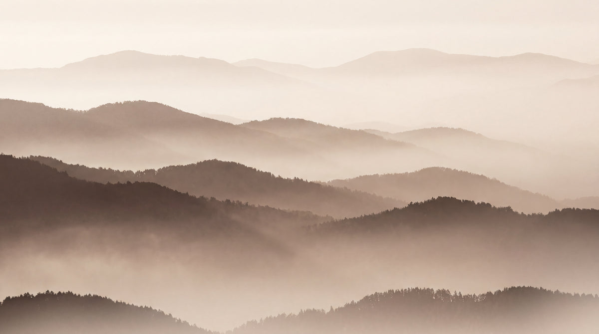Hushed Ridges - Beige Mountain Wallpaper - Minimalist Landscape Scenery Peel and Stick Wall Mural - Design