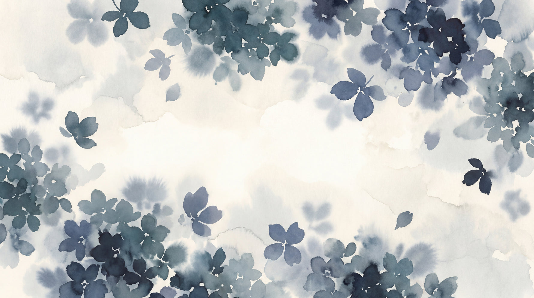 Hydrangea Drift Blue Floral Wallpaper - Navy Blue and White Flower Wall Mural Peel and Stick - Design