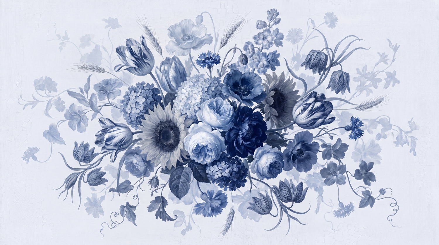 Indigo Posy Blue Wallpaper - Navy Blue Floral Wallpaper Vintage Rose Flower Wall Mural - Design