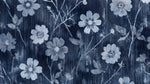 Indigo Weave Blue Floral Wallpaper - Navy Blue Vintage Peel and Stick Wall Mural - Design