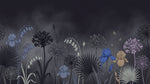 Inkfall Garden Dark Floral Wallpaper - Black Flower Wall Mural Peel and Stick Dark Blue Aesthetic - Design