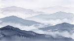 Inkwash Tides Blue Mountain Wallpaper - Minimalist Landscape Scenery Peel and Stick Wall Mural - Design