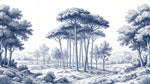 Inkwell Horizon Blue Forest Wallpaper - Landscape Scenery Woodland Botanical Wall Mural - Design