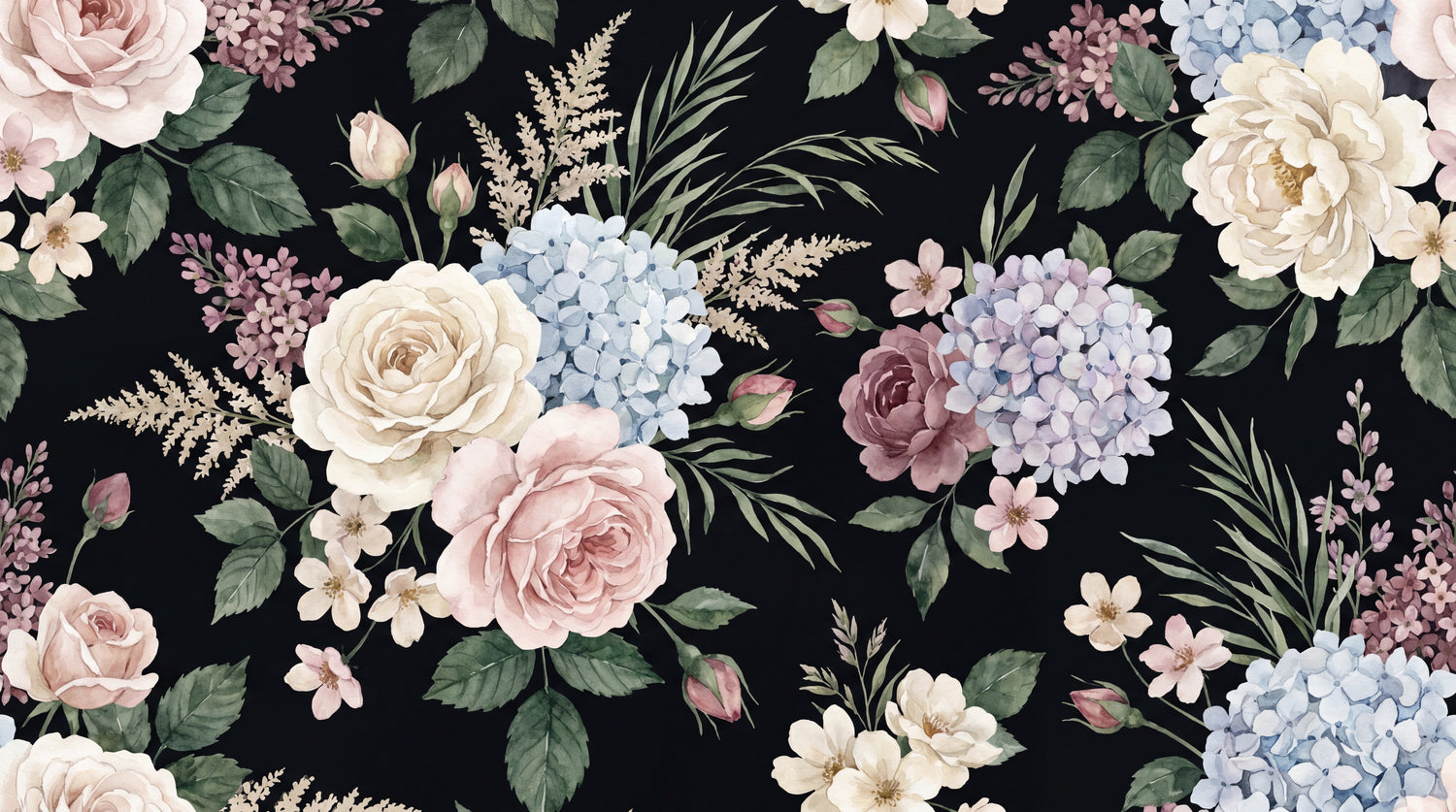 Inkwell Roseframe Dark Floral Wallpaper - Black Rose Vintage Pink Flower Peel and Stick Wall Mural - Design