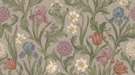 Iris Verse Beige Wallpaper - Vintage Floral Wallpaper Peel and Stick Victorian Botanical Flower Mural - Design