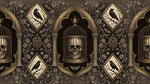 Ironwork Cathedral Brown Gothic Wallpaper - Victorian Skull Dark Academia Peel and Stick Mural - Design