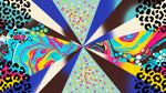 Kaleidoscope Prowl - Blue Graffiti Wallpaper - Leopard Print Wallpaper Maximalist Peel and Stick - Design