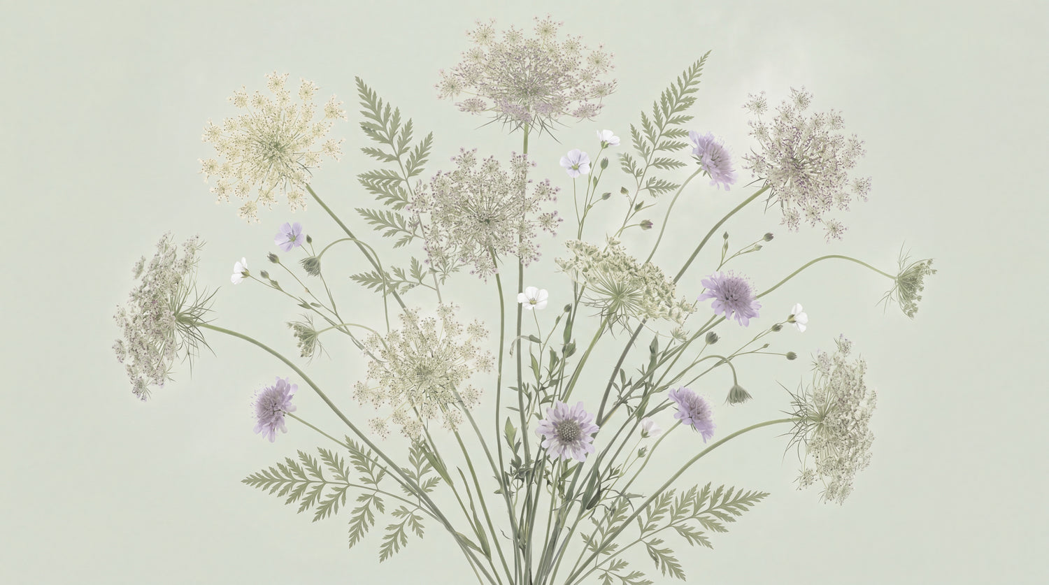 Lacecloud Pasture Green Floral Wallpaper - Sage Green Flower Peel and Stick Greenery Wall Mural - Design