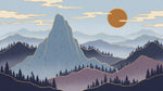 Lacquered Moonrise Blue Mountain Wallpaper - Minimalist Landscape Scenery Peel and Stick Wall Mural - Design