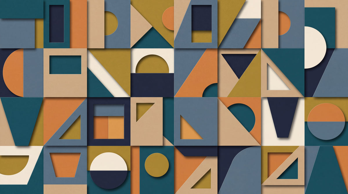 Layered Horizons - Blue Geometric Wallpaper - Blue Abstract Minimalist Wall Mural Peel and Stick - Design