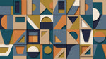 Layered Horizons - Blue Geometric Wallpaper - Blue Abstract Minimalist Wall Mural Peel and Stick - Design