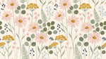 Linen Daybreak Pastel Floral Wallpaper - Vintage Daisy Botanical Flower Greenery Peel and Stick Mural - Design