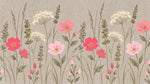 Linen Wildflower Hush Pink Flower Wallpaper - Light Pink Floral Country Peel and Stick Wall Mural - Design