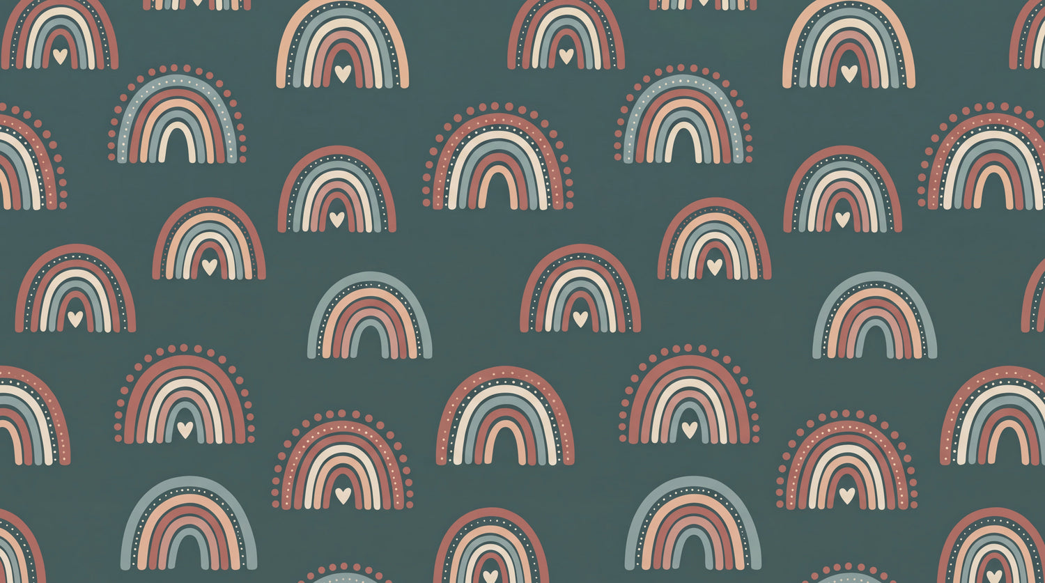 Little Arches Heartbeat Green Nursery Wallpaper for Kids - Boho Wallpaper Peel and Stick Kids Wall Mural - Design