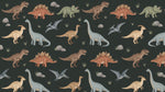 Little Explorer - Dark Dinosaur Wallpaper for Kids - Brown Nursery Peel and Stick Wall Mural - Design